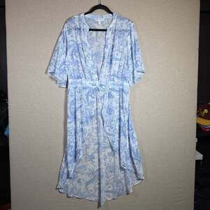 Forever New Cover Up Dress Womens 12 Open Front Blue And White Floral